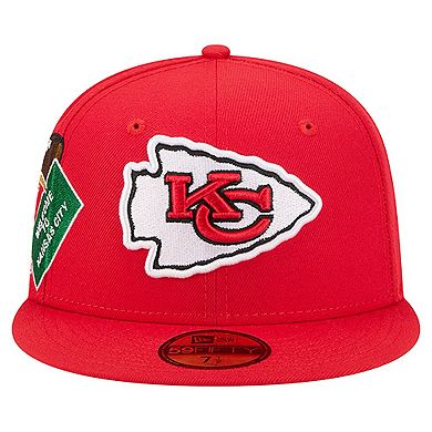 Men's New Era Red Kansas City Chiefs Group Chat 59FIFTY Fitted Hat