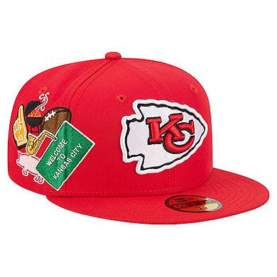 Men's New Era Red Kansas City Chiefs Group Chat 59FIFTY Fitted Hat