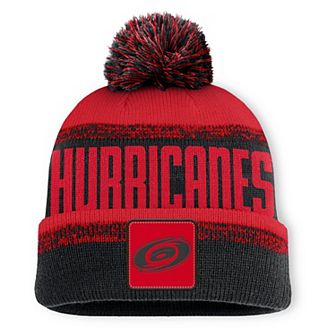 Men's Fanatics Black/Red Carolina Hurricanes Fundamentals Thrive Cuffed Knit Hat with Pom