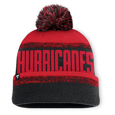 Men's Fanatics Black/Red Carolina Hurricanes Fundamentals Thrive Cuffed Knit Hat with Pom