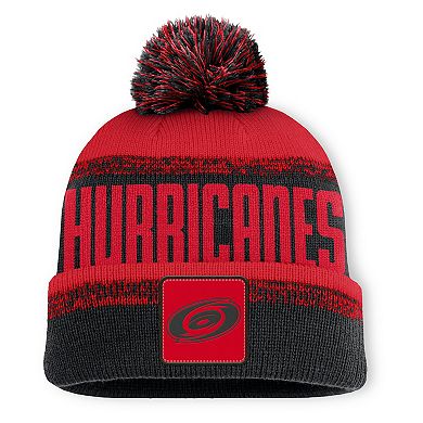 Men's Fanatics Black/Red Carolina Hurricanes Fundamentals Thrive Cuffed Knit Hat with Pom
