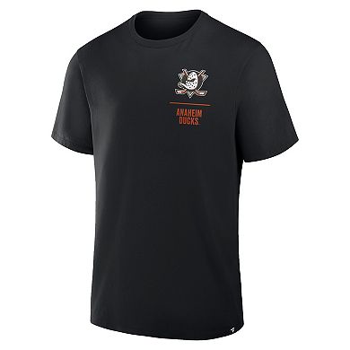 Men's Fanatics Black Anaheim Ducks Crash The Net Legacy T-Shirt