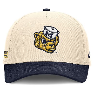 Men's Nike Natural/Navy Michigan Wolverines Academic Rise Dri-FIT Adjustable Hat