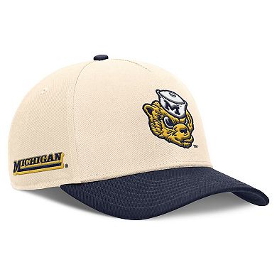 Men's Nike Natural/Navy Michigan Wolverines Academic Rise Dri-FIT Adjustable Hat