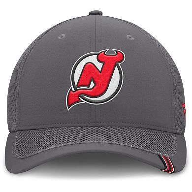 Men's Fanatics Gray New Jersey Devils Clincher Team Stripes Flex Hat