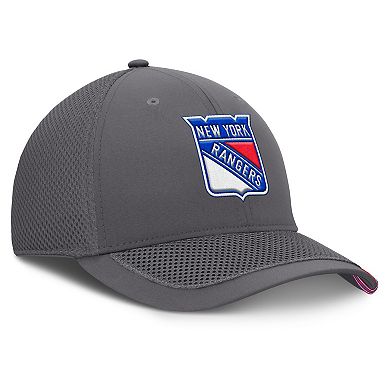 Men's Fanatics Gray New York Rangers Clincher Team Stripes Flex Hat