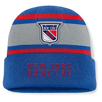 Men's Fanatics Blue New York Rangers Heritage Varsity Cuffed Knit Hat
