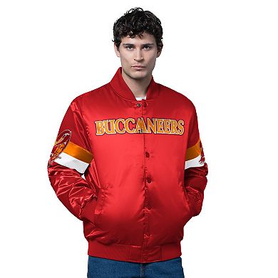 Men's Starter Red Tampa Bay Buccaneers Triple Option Satin Varsity Vintage Logo Full-Snap Jacket