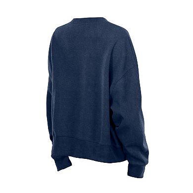 Women's New Era Navy Minnesota Timberwolves Boxy Throwback Mineral Wash Sweatshirt