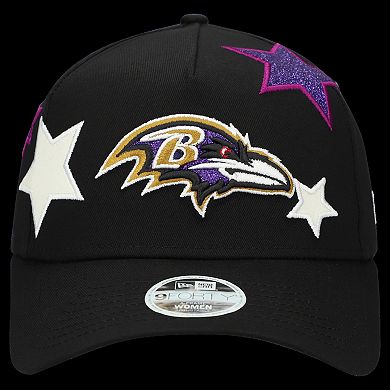 Women's New Era Black Baltimore Ravens Stardom A-Frame 9FORTY Adjustable Hat