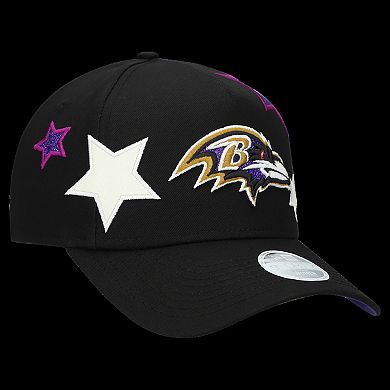 Women's New Era Black Baltimore Ravens Stardom A-Frame 9FORTY Adjustable Hat