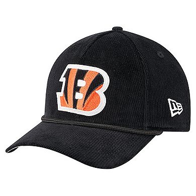 Men's New Era Black Cincinnati Bengals Cord Corduroy 9FORTY A-Frame Adjustable Hat