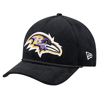 Men's New Era Black Baltimore Ravens Cord Corduroy 9FORTY A-Frame Adjustable Hat