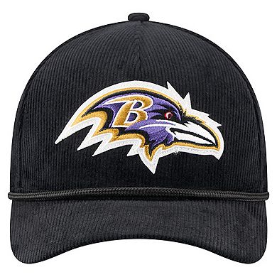 Men's New Era Black Baltimore Ravens Cord Corduroy 9FORTY A-Frame Adjustable Hat