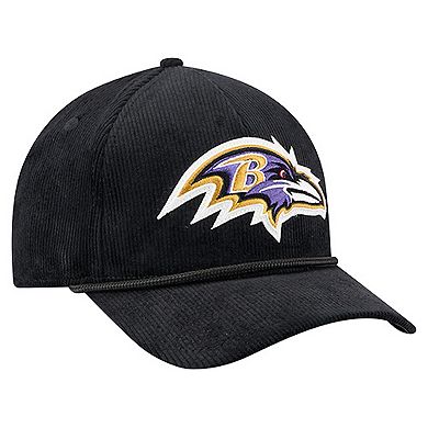 Men's New Era Black Baltimore Ravens Cord Corduroy 9FORTY A-Frame Adjustable Hat
