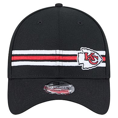 Men's New Era Black Kansas City Chiefs Stripes 39THIRTY Flex Hat