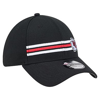 Men's New Era Black Kansas City Chiefs Stripes 39THIRTY Flex Hat