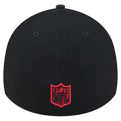 Men's New Era Black Kansas City Chiefs Stripes 39THIRTY Flex Hat