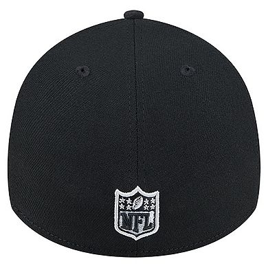 Men's New Era Black Las Vegas Raiders Stripes 39THIRTY Flex Hat