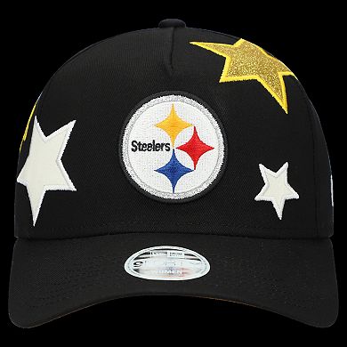 Women's New Era Black Pittsburgh Steelers Stardom A-Frame 9FORTY Adjustable Hat