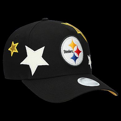 Women's New Era Black Pittsburgh Steelers Stardom A-Frame 9FORTY Adjustable Hat