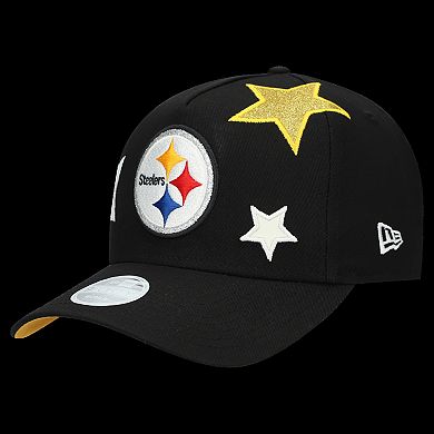 Women's New Era Black Pittsburgh Steelers Stardom A-Frame 9FORTY Adjustable Hat