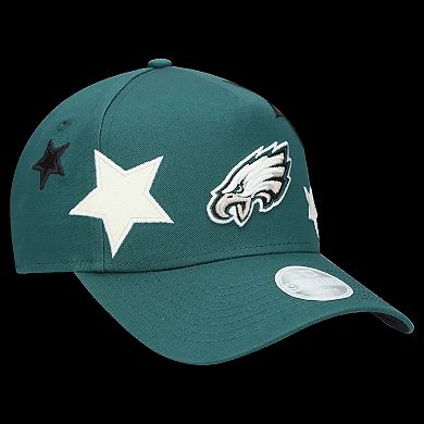Women's New Era Midnight Green Philadelphia Eagles Stardom A-Frame 9FORTY Adjustable Hat