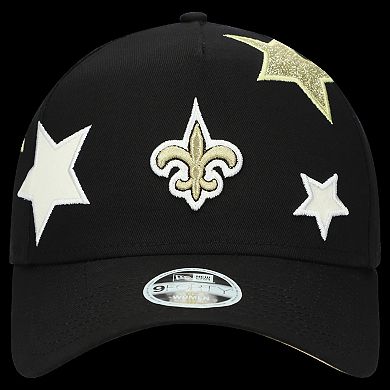 Women's New Era Black New Orleans Saints Stardom A-Frame 9FORTY Adjustable Hat