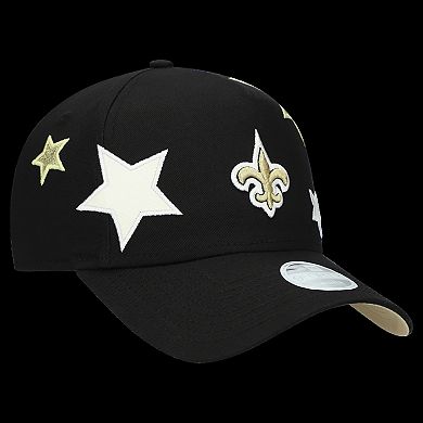 Women's New Era Black New Orleans Saints Stardom A-Frame 9FORTY Adjustable Hat