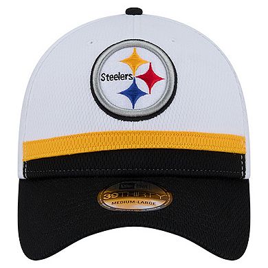 Men's New Era White/Black Pittsburgh Steelers Dashmark Rays 39THIRTY Flex Hat