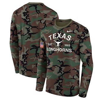 Men's Nike Camo Texas Longhorns 2025 Military Appreciation Legend Dri-FIT Long Sleeve T-Shirt