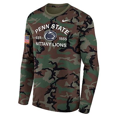 Men's Nike Camo Penn State Nittany Lions 2025 Military Appreciation Legend Dri-FIT Long Sleeve T-Shirt