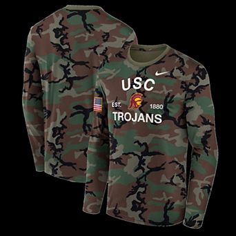 Men's Nike Camo USC Trojans 2025 Military Appreciation Legend Dri-FIT Long Sleeve T-Shirt