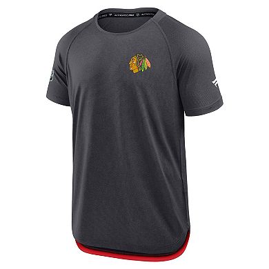 Men's Fanatics Charcoal Chicago Blackhawks Authentic Pro Rink Raglan Performance T-Shirt