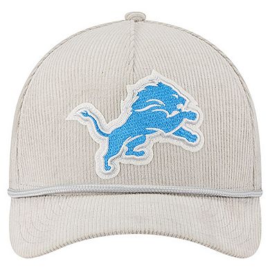 Men's New Era Silver Detroit Lions Cord Corduroy 9FORTY A-Frame Adjustable Hat