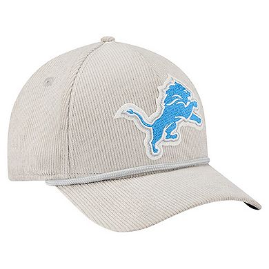 Men's New Era Silver Detroit Lions Cord Corduroy 9FORTY A-Frame Adjustable Hat