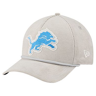 Men's New Era Silver Detroit Lions Cord Corduroy 9FORTY A-Frame Adjustable Hat
