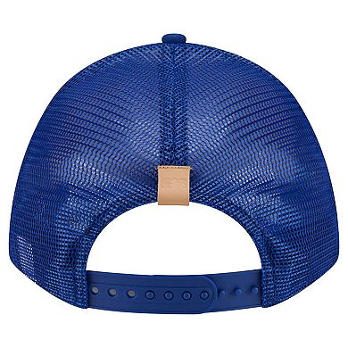 Men's New Era Stone/Royal Chicago Cubs Text A-Frame Trucker 9FORTY Hat