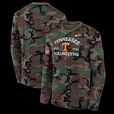 Men's Nike Camo Tennessee Volunteers 2025 Military Appreciation Legend Dri-FIT Long Sleeve T-Shirt