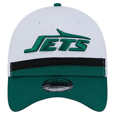 Men's New Era White/Green New York Jets Dashmark Rays 39THIRTY Flex Hat