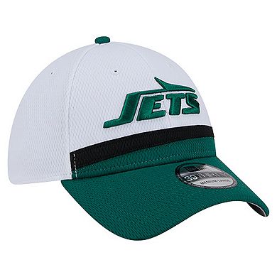 Men's New Era White/Green New York Jets Dashmark Rays 39THIRTY Flex Hat