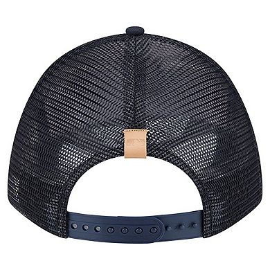 Men's New Era Stone/Navy Boston Red Sox Text A-Frame Trucker 9FORTY Hat