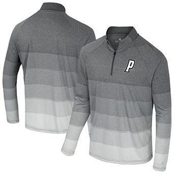 Men's Colosseum Gray Providence Friars AI Striped Mesh Quarter-Zip Raglan Windshirt