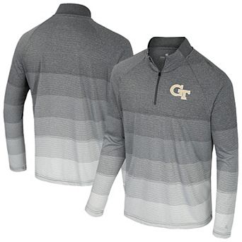 Men's Colosseum Gray Georgia Tech Yellow Jackets AI Striped Mesh Quarter-Zip Raglan Windshirt