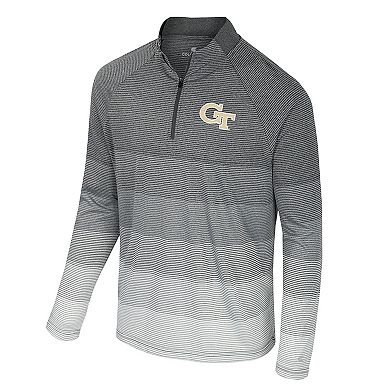 Men's Colosseum Gray Georgia Tech Yellow Jackets AI Striped Mesh Quarter-Zip Raglan Windshirt