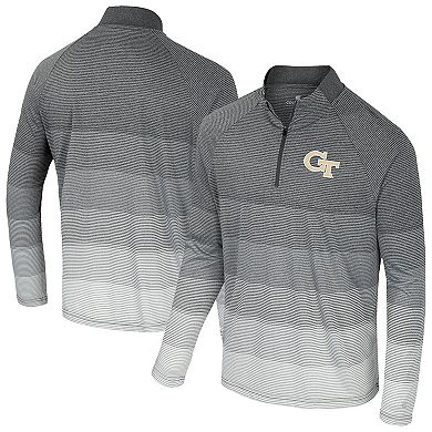 Men's Colosseum Gray Georgia Tech Yellow Jackets AI Striped Mesh Quarter-Zip Raglan Windshirt