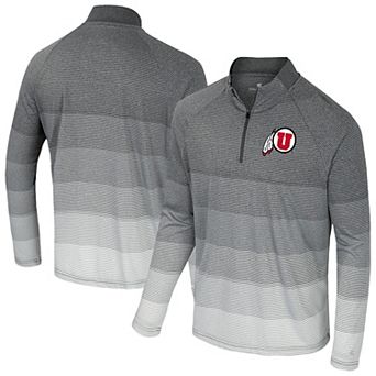 Men's Colosseum Gray Utah Utes AI Striped Mesh Quarter-Zip Raglan Windshirt
