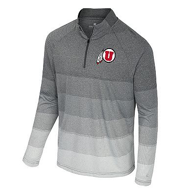Men's Colosseum Gray Utah Utes AI Striped Mesh Quarter-Zip Raglan Windshirt