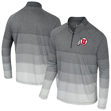 Men's Colosseum Gray Utah Utes AI Striped Mesh Quarter-Zip Raglan Windshirt