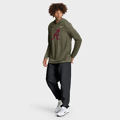 Men's Nike Olive Alabama Crimson Tide 2025 Military Appreciation Dri-FIT Long Sleeve Hoodie T-Shirt